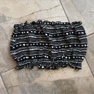 Boho black bandeau tube top